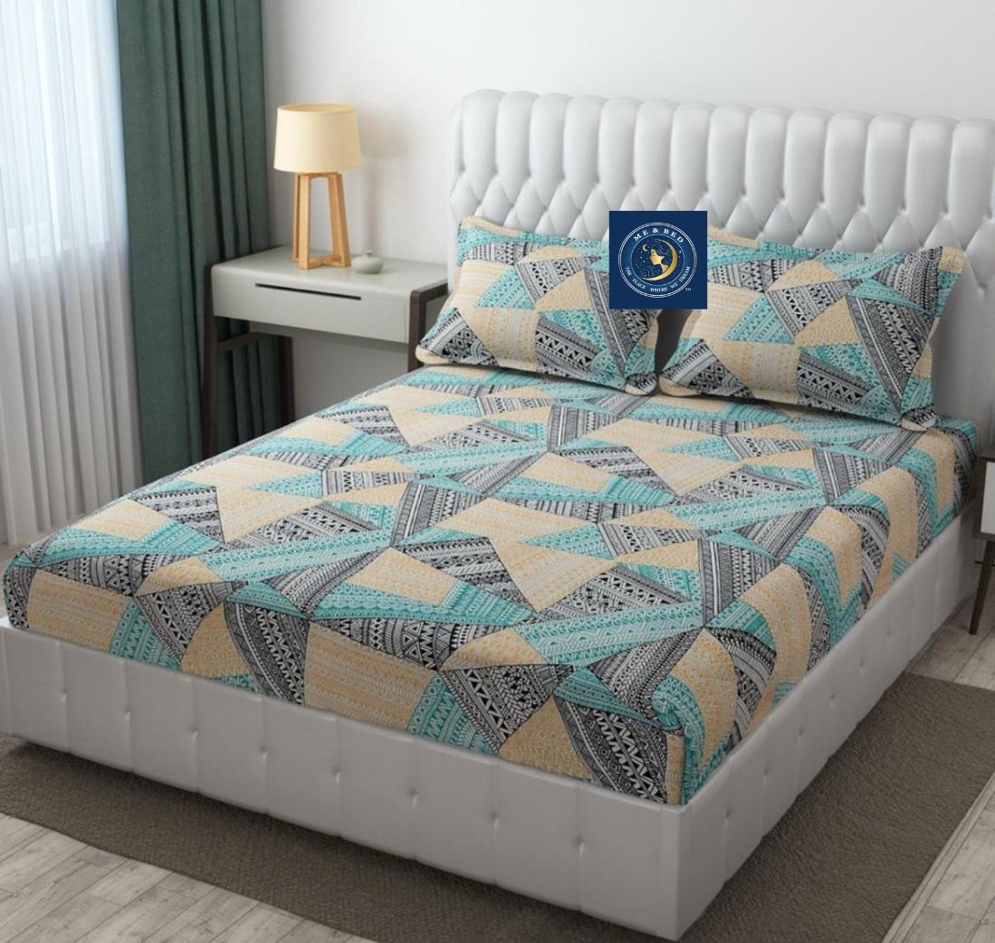 Beautiful Geometric Print Double Fitted Bedsheet