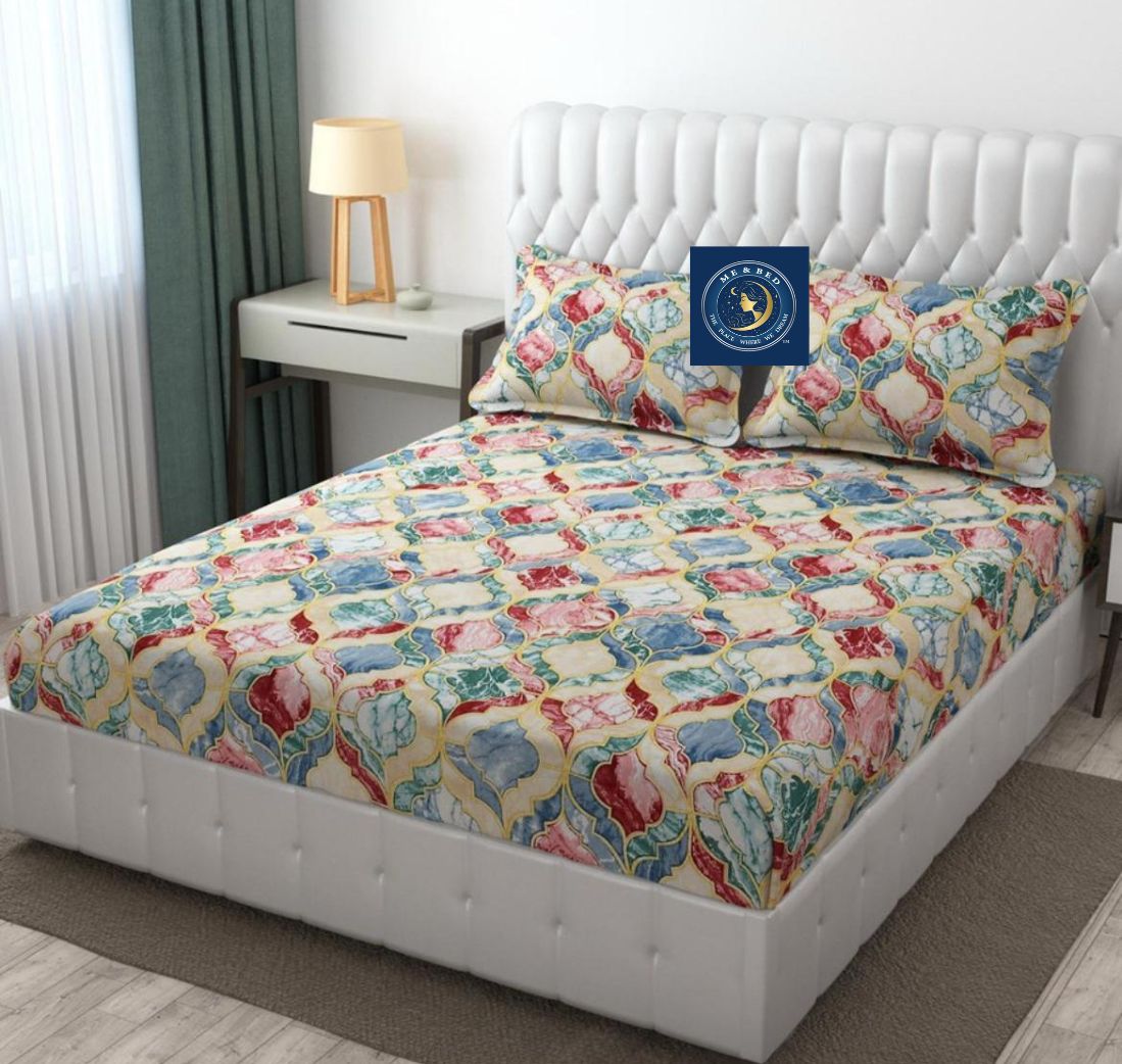 Beautiful Geometric Print Double Fitted Bedsheet