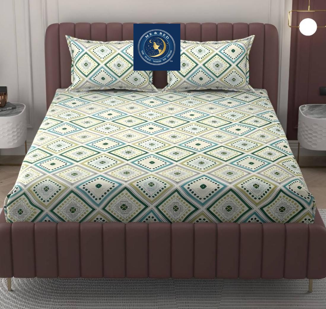 Beautiful Geometric Print Double Fitted Bedsheet