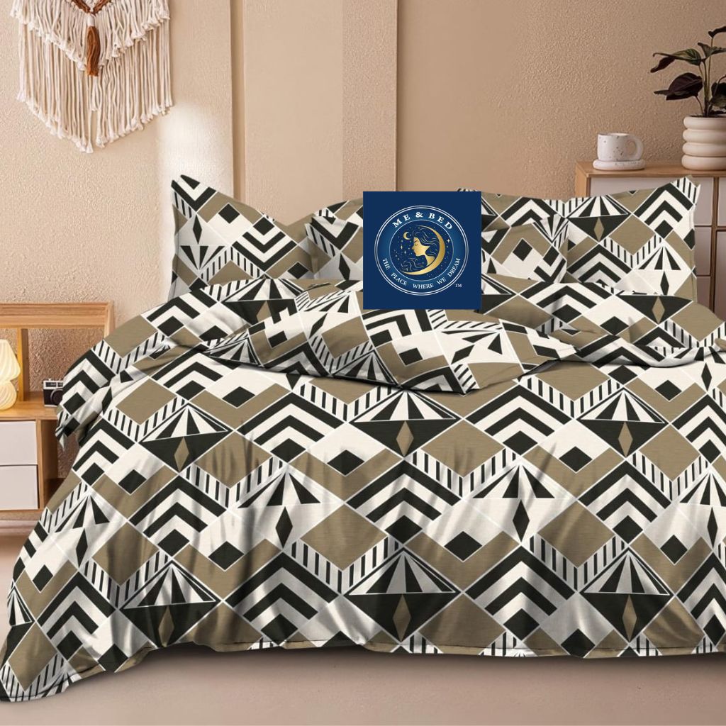 King Geometric Flat bedsheets 108x108 inch Print Double Bedsheet